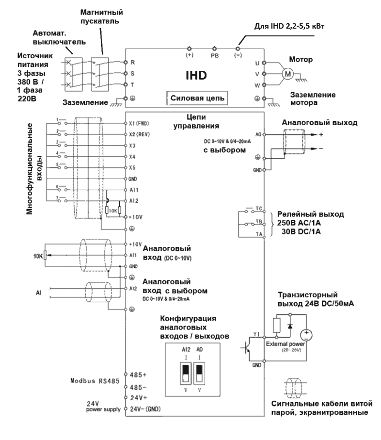 Схема подключения Innovert IHD552P43T