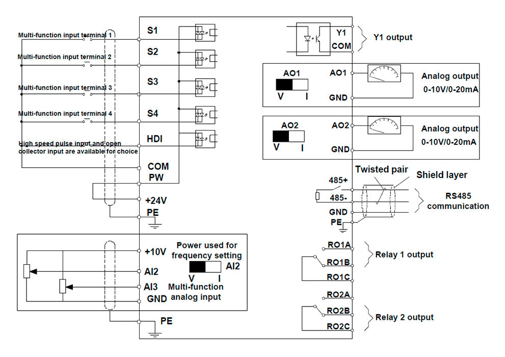 Схема подключения INVT GD20-7R5G-4