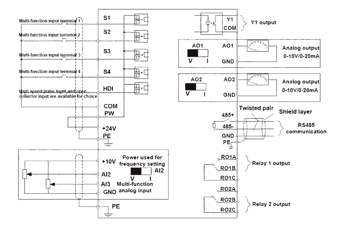 Схема подключения INVT RI20-G-PK40-2