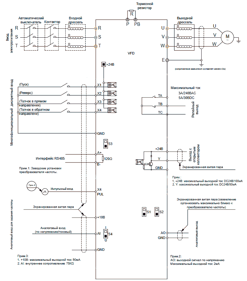 Схема подключения VEDA VF-51-PK75-0003-T4-E20-B-H